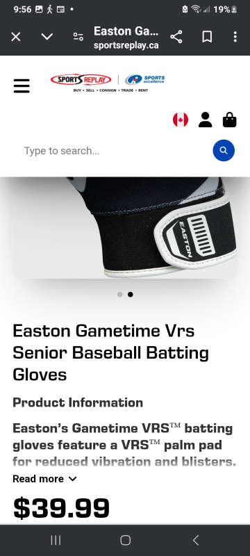 Easton Gametime Vrs Senior Baseball Batting Gloves - photo 2