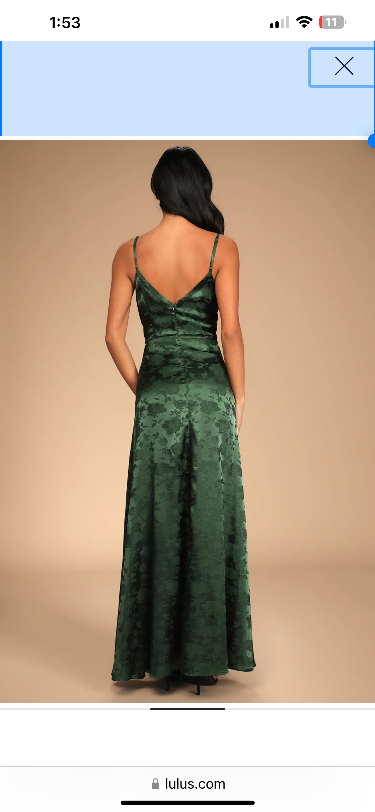 Prom Grad Emerald Green, Satin size large, Lulus Maxi Dress image indicator(3)