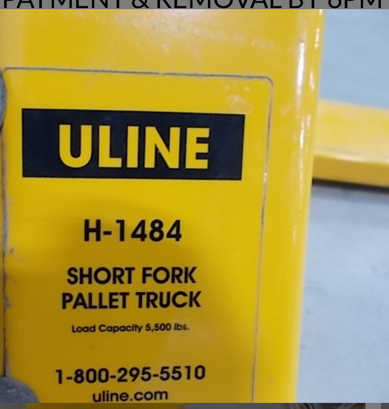 ULINE SHORT FORK PALLET TRUCK 5500LB - photo 3