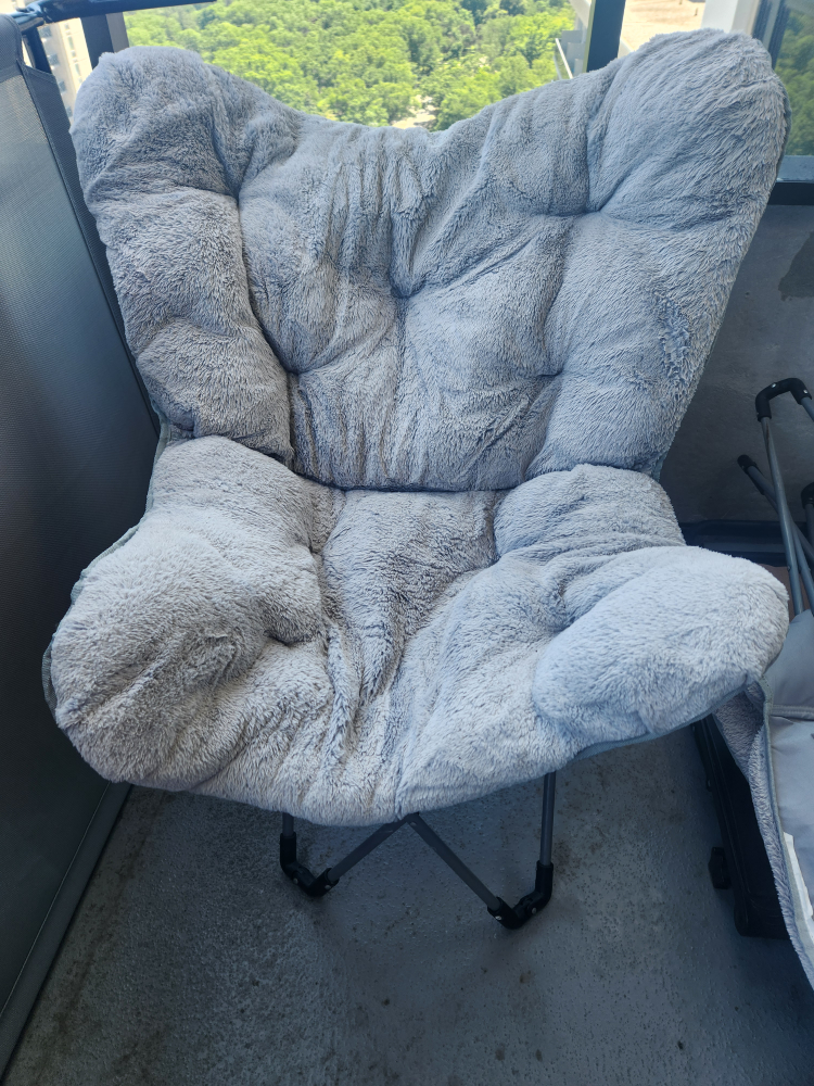 2 Butterfly grey faux fur folding chairs image indicator(2)