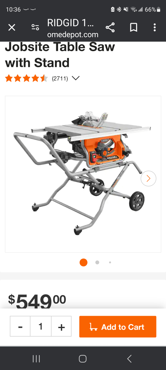 Ridgid 10" table saw Model # Rb4514