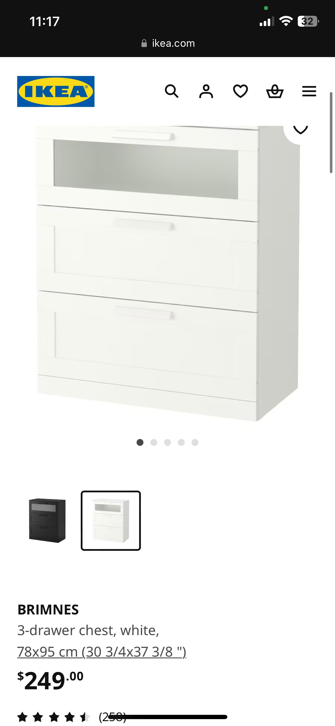 White drawers in