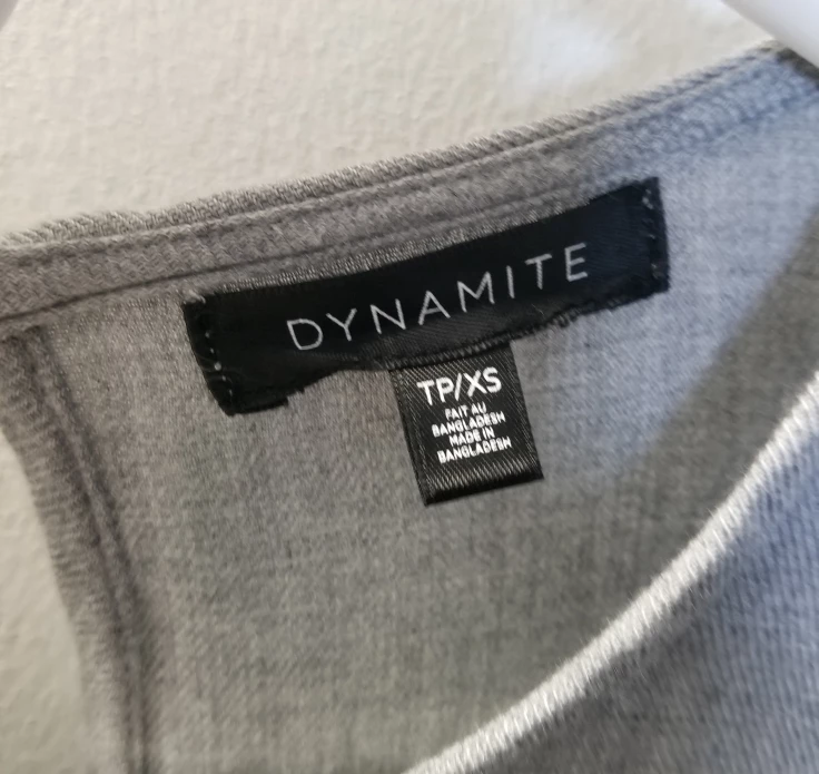 DYNAMITE  Grey Long Sleeve Top, Tie Waist Blouse image indicator(4)