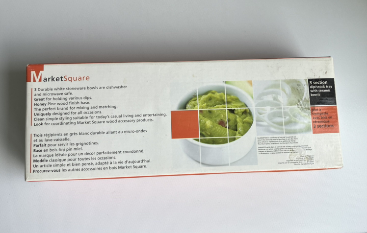 Snack tray with 3 ceramic bowls image indicator(2)