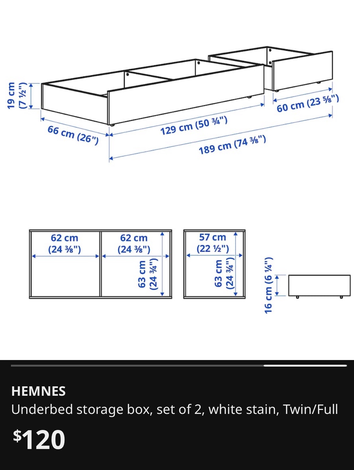 Under bed storage box set of 2 - photo 2