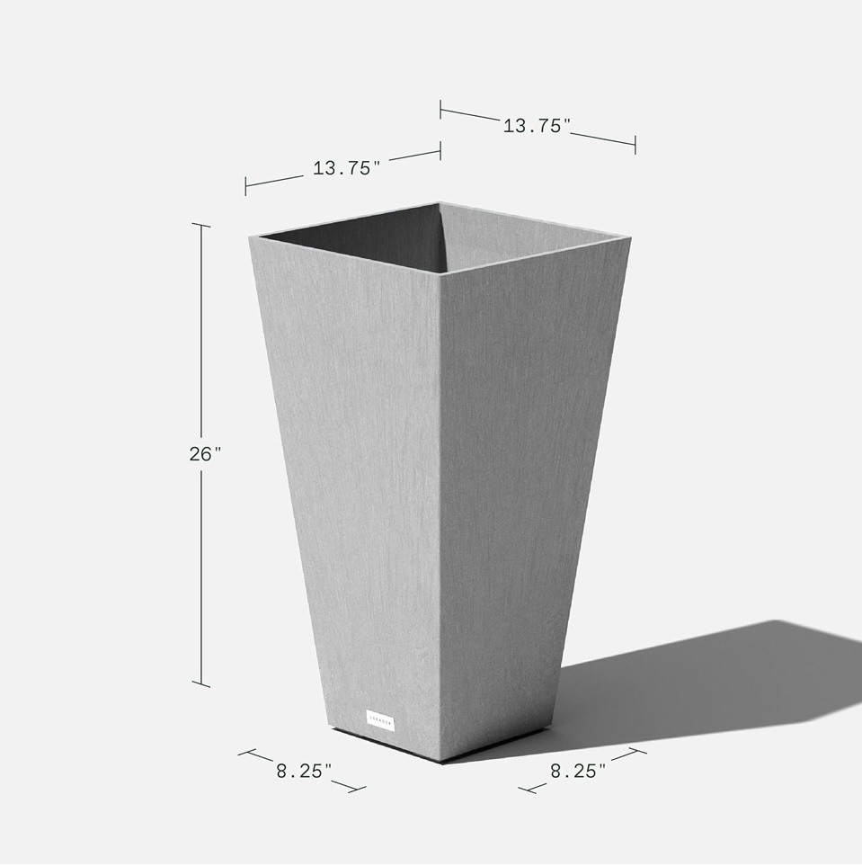 Veradek V-Resin Indoor/Outdoor Taper Planter, (26 inch, Grey) - photo 5