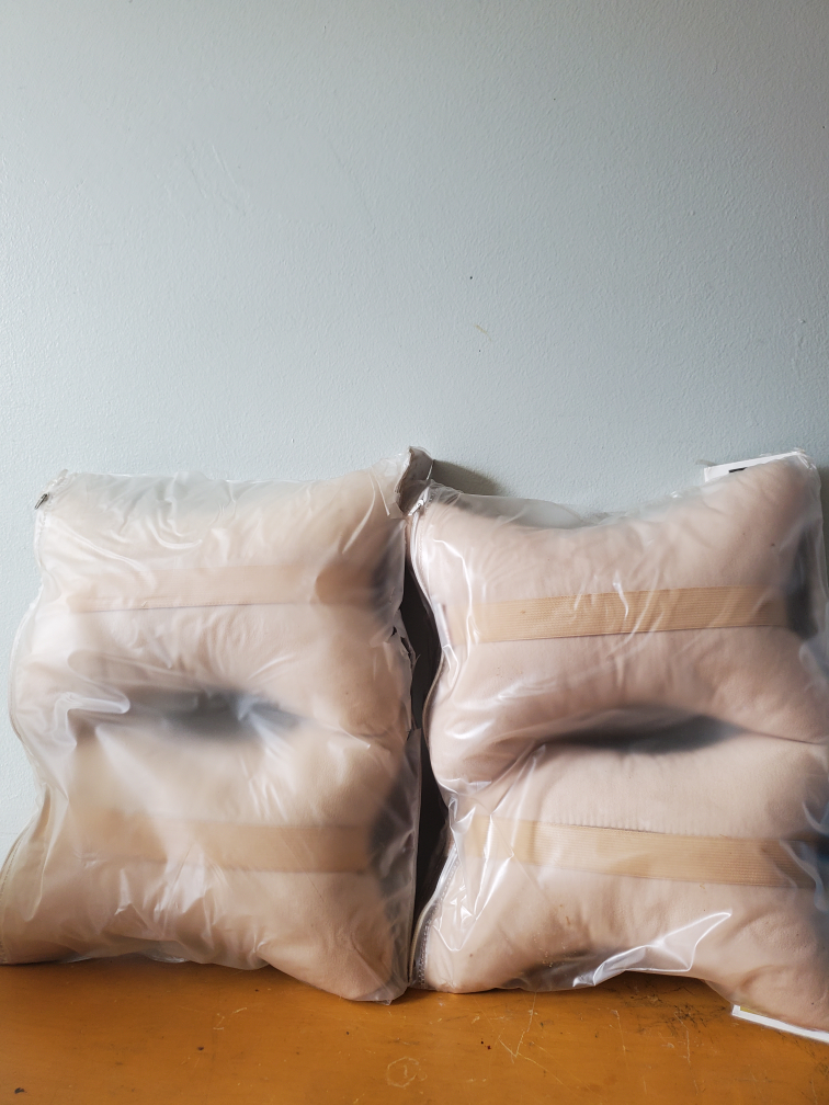 BMW Car Seat Pillows Beige NEW Luxury German Headrest Neck image indicator(2)