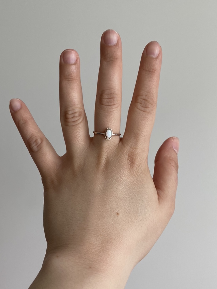 Opal hammered Sterling silver ring image indicator(3)