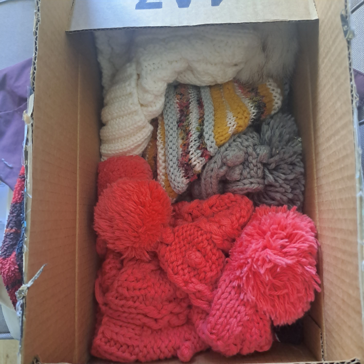 one box of winter toque and gloves
