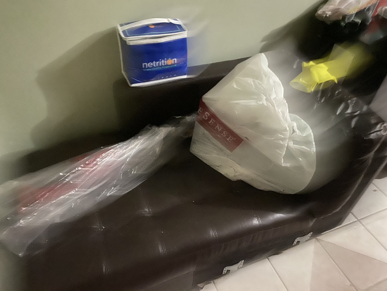 Brown leather couch