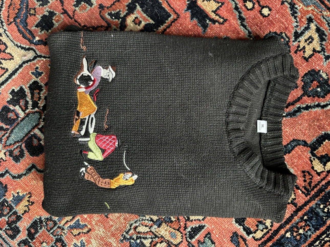 Men Japanese Embroidered Black Sweater size XL - photo 5