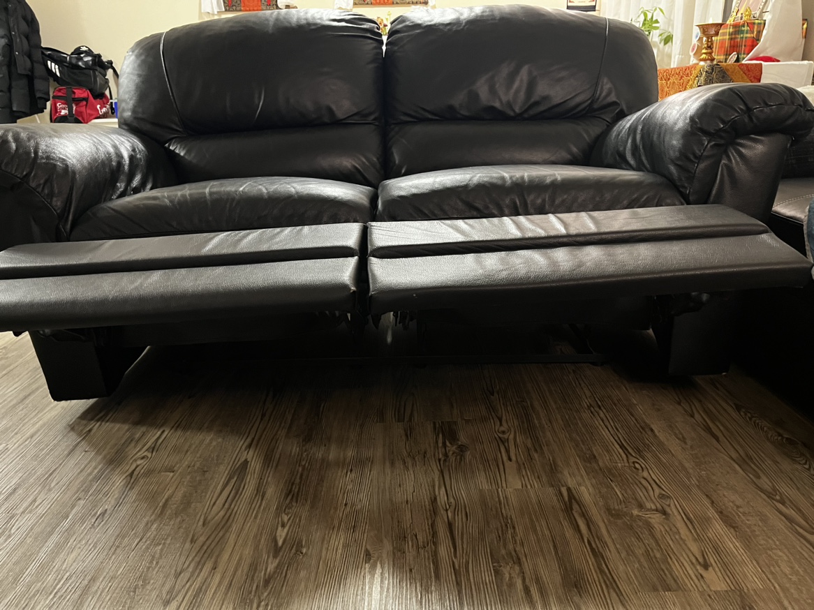 Recliner Sofa (Black Leather) - photo 5