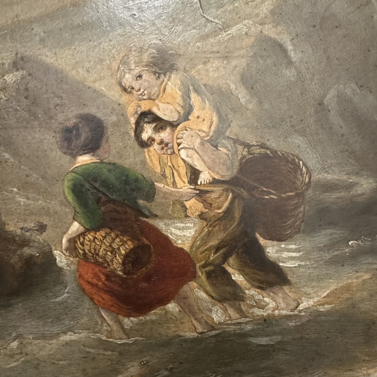 Antique hand embellished print (oil paints) image indicator(2)