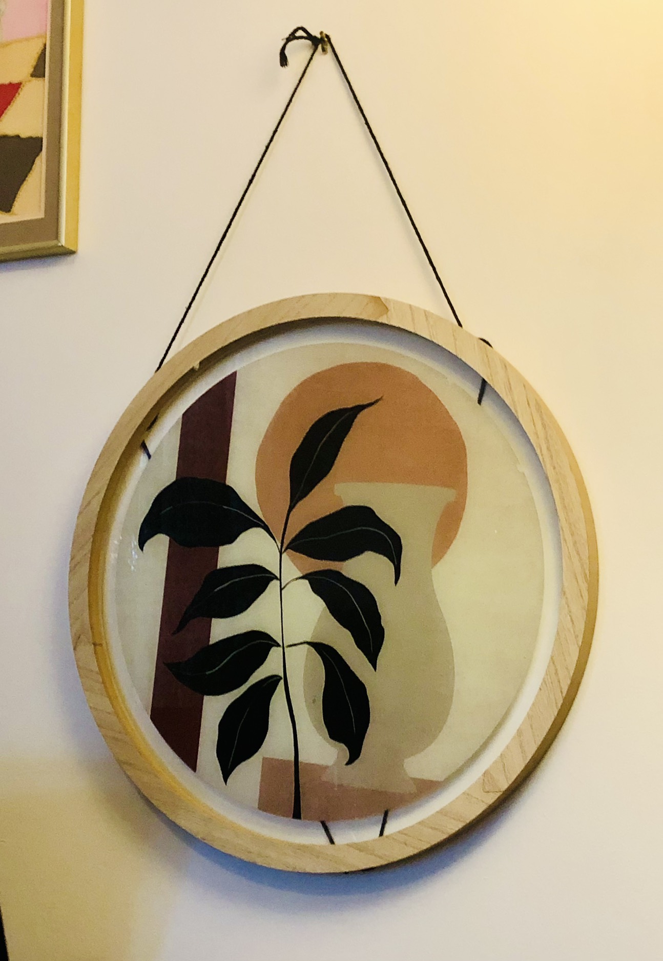 Round Boho Chic Reverse Glass Printed Wall Decor thumbnail