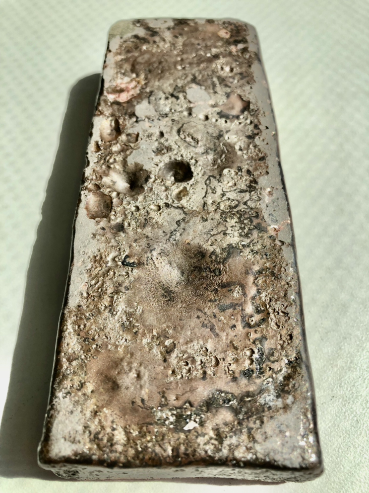 50 TROY OZ SILVER BAR WITH GOLD thumbnail