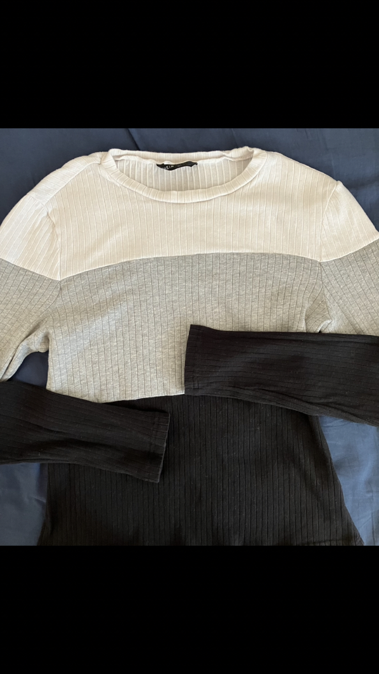 Shein Women’s Colourblock Cotton Fitted Shirt Top Size XL 👚🤍🩶🖤 image indicator(4)