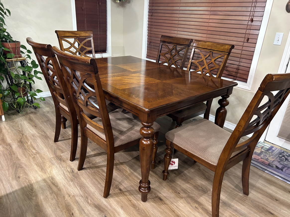 Brown Solid Wood Dining Table Set - photo 2