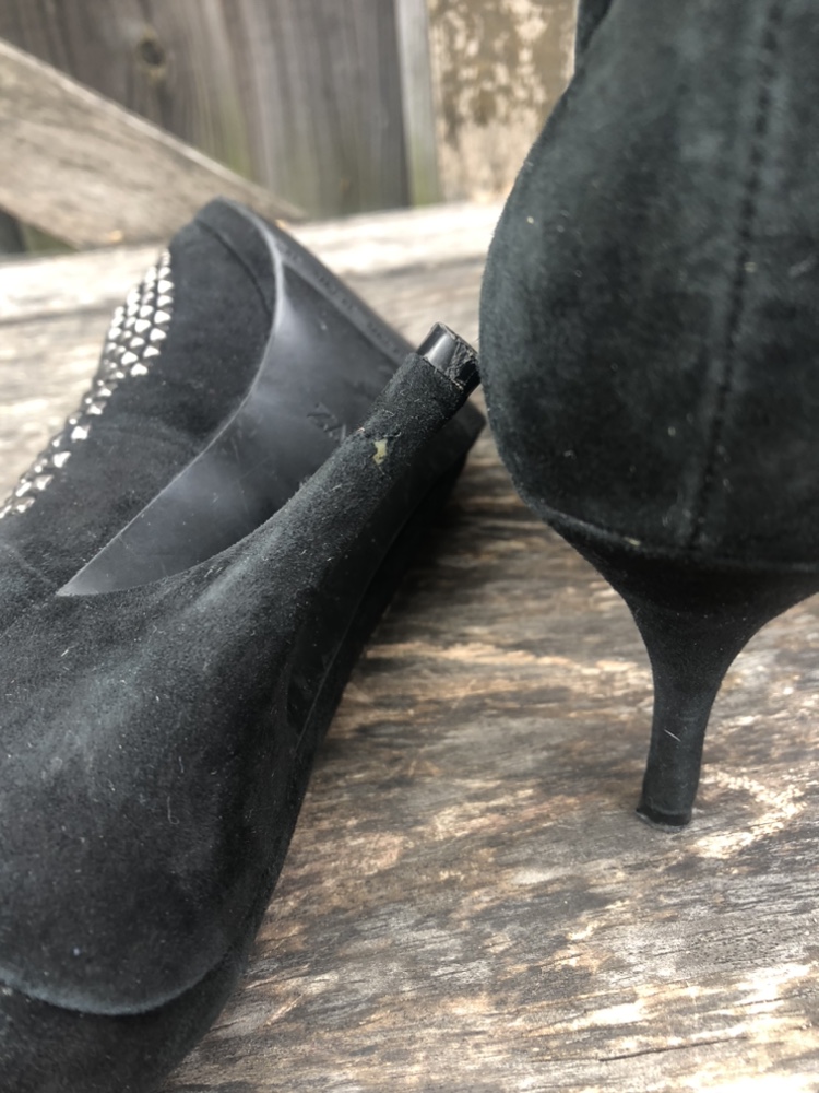 ZARA Woman Silver Studded Black High Heel Pump Dress Shoe image indicator(9)