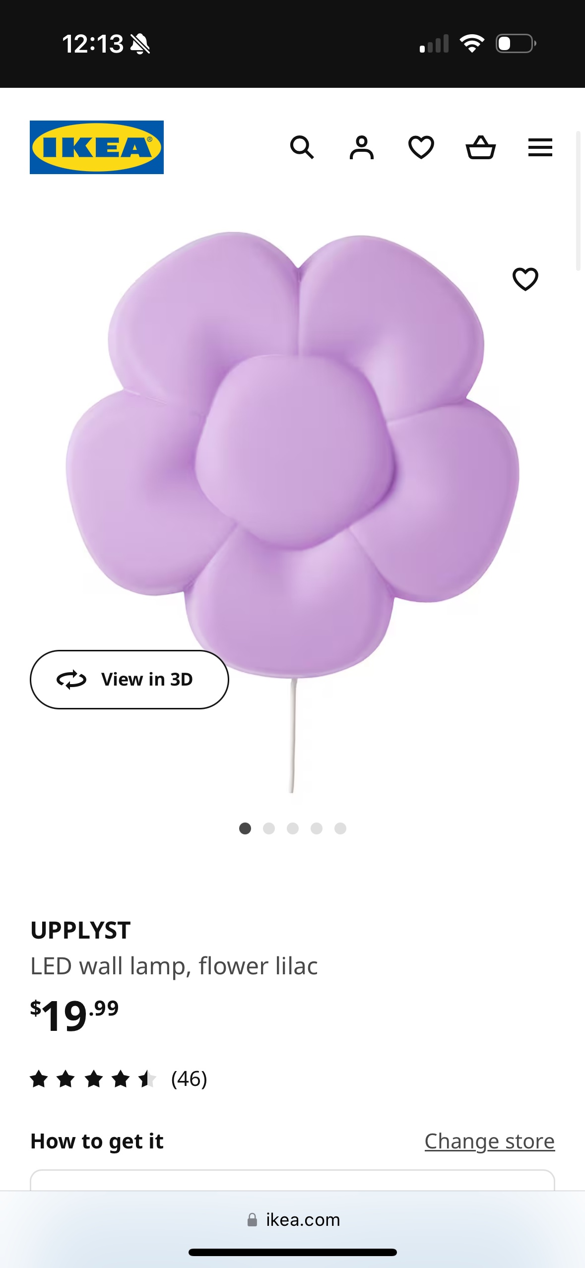 IKEA UPPLYST LED wall lamp, flower lilac - photo 2