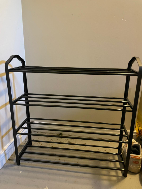 trash cans, shoe rack