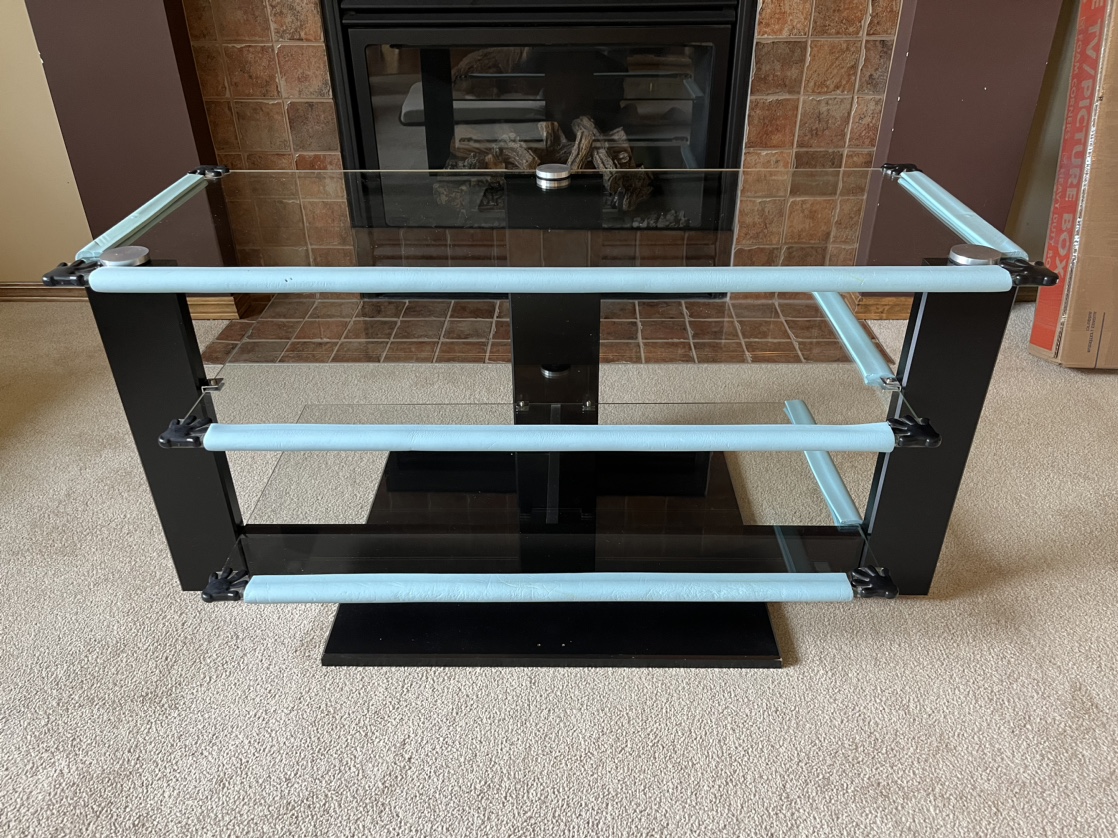*FREE* TV Stand 3 Glass Shelves & Wood #freecycle
