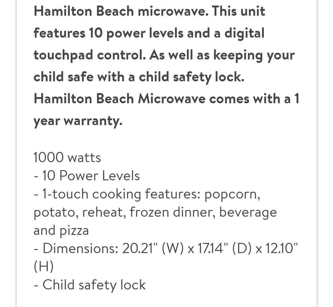 1.1 cu ft Hamilton Beech Microwave image indicator(4)