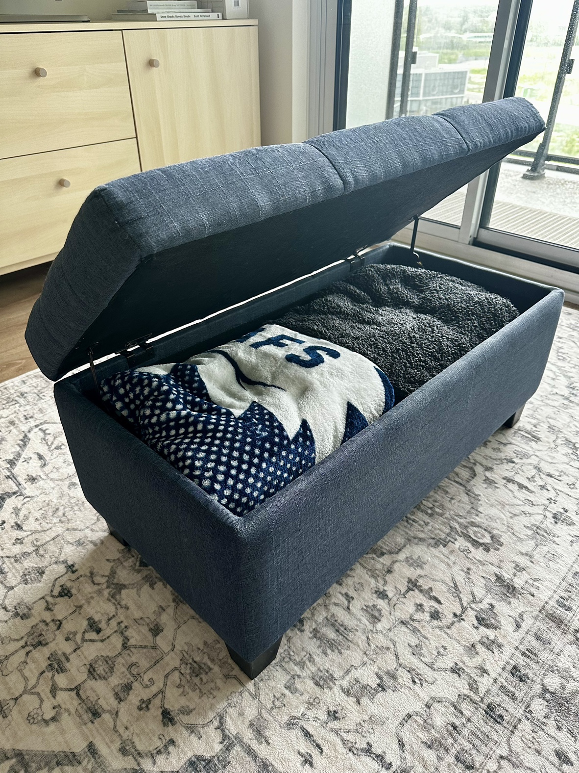Blue Storage Ottoman - Lightly Used - photo 4