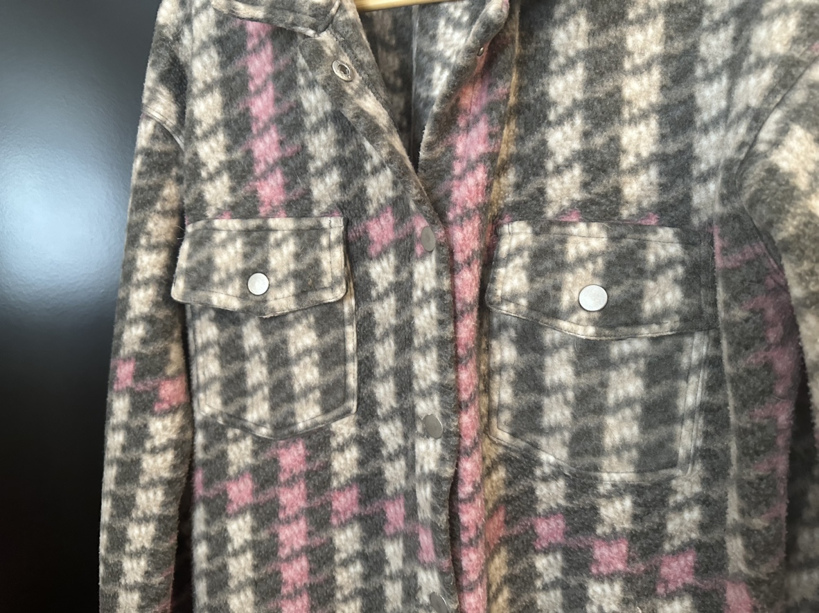Fleece shacket - pink and grey - photo 2