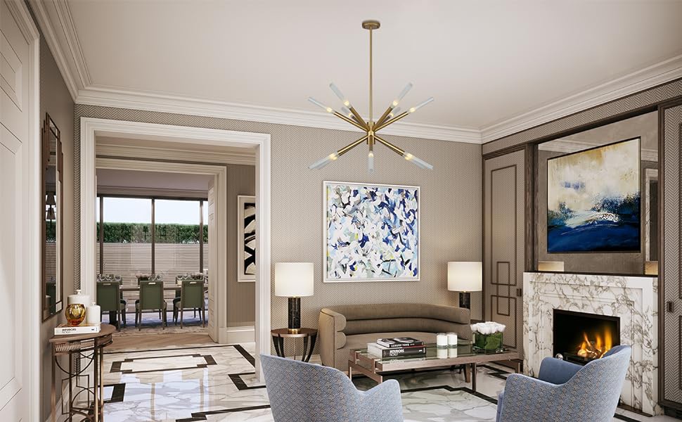 12 Light Modern Gold Sputnik Chandelier