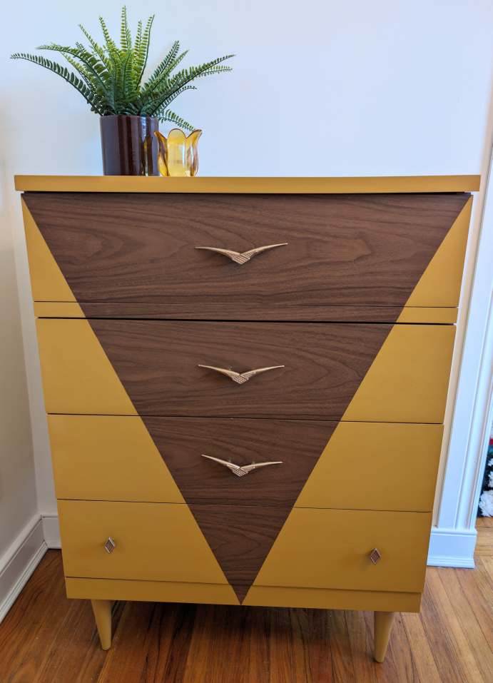 MCM Vintage Dresser Mustard Yellow