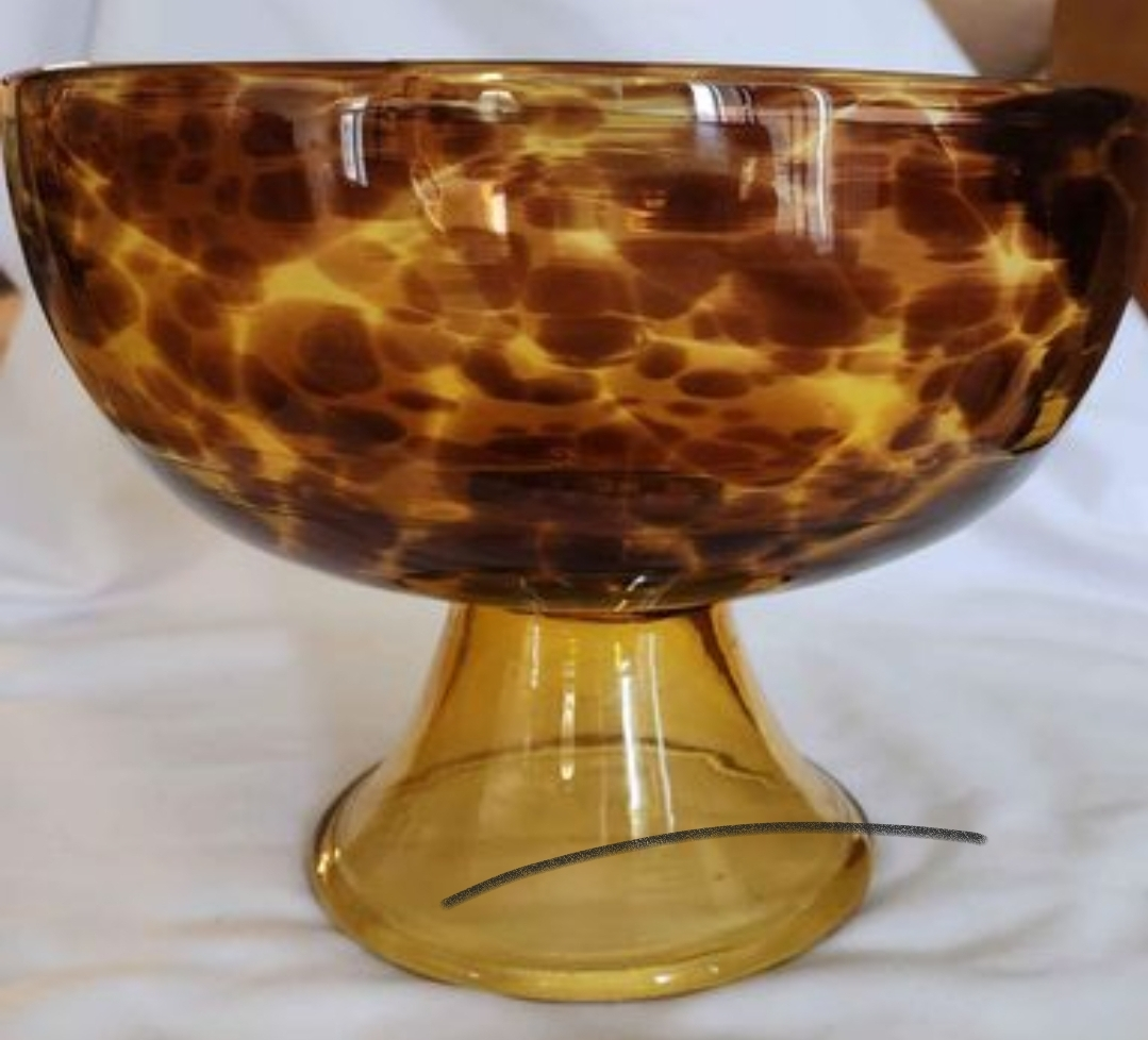 Amber Brown Glass Bowl, Sticker on it, made in Italy 1950s - photo 3