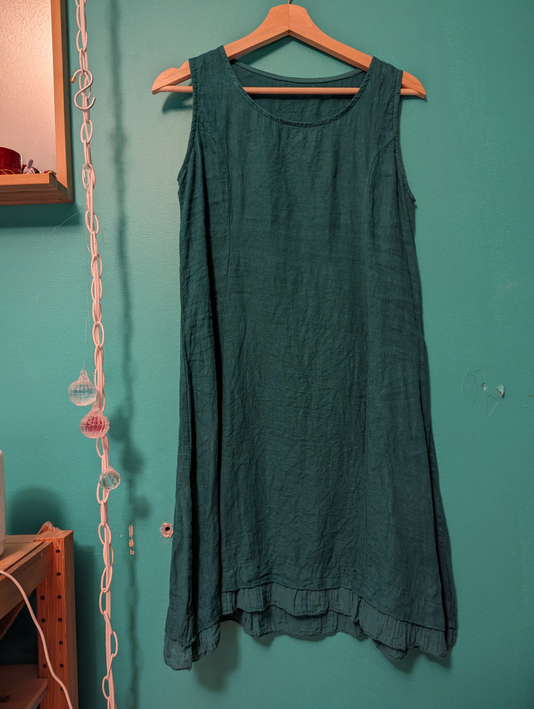 Green linen dress