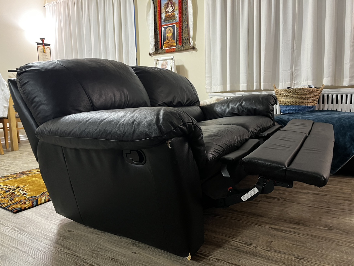 Recliner Sofa (Black Leather) - photo 2