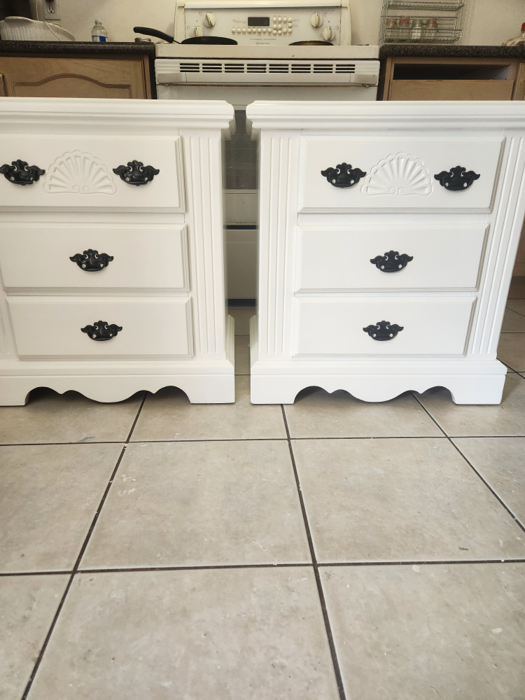 refinished white nightstands 2. solid wood.  Messaged for price
