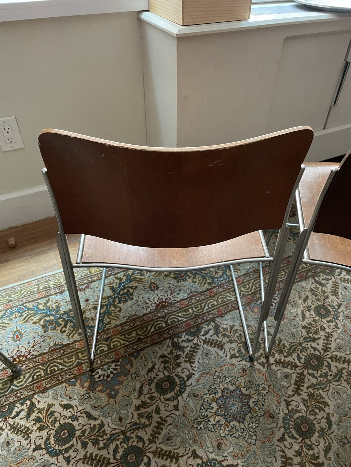 David Rowland 40/4 Vintage Mid Century Wood Chrom Chairs - photo 2