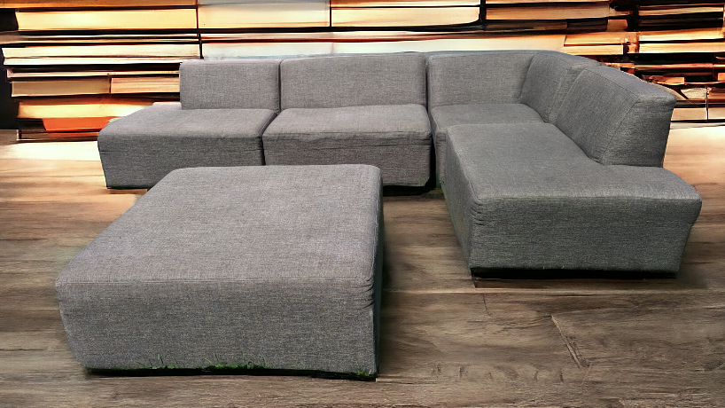 Free Delivery - Grey Modular Sectional with Ottoman