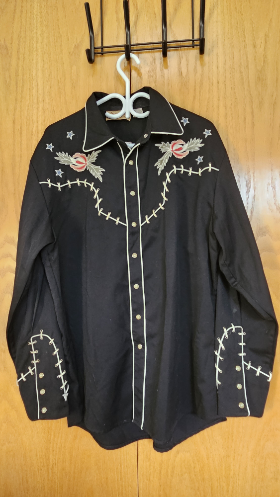 Vintage Scully Men's Embroidered Western Cowboy Skeleton Cowboy