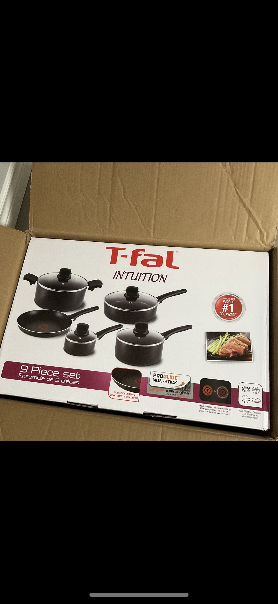 9 piece T-Fal Intuition Pots and Pans set