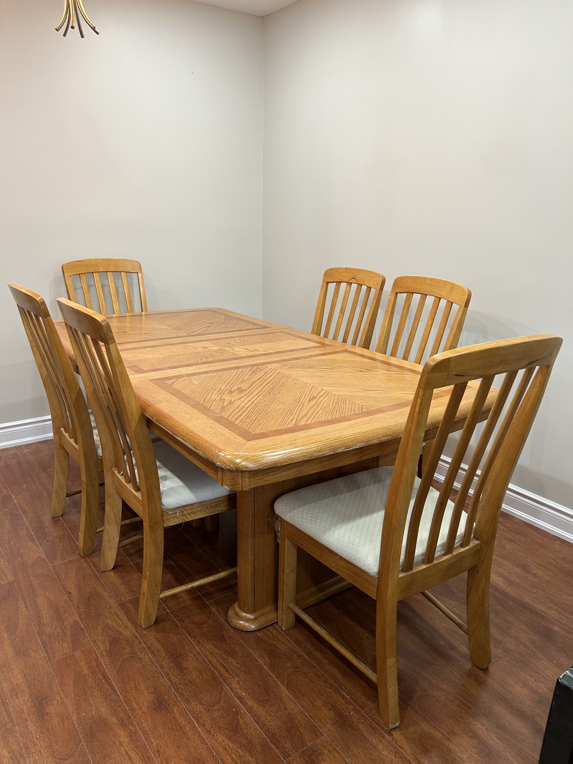 Wooden Dining Table Set - Oak (6 seat) Moving Sale