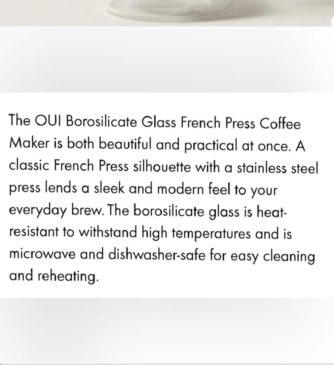 Borosilicate Glass French Press, Clear & Black image indicator(2)