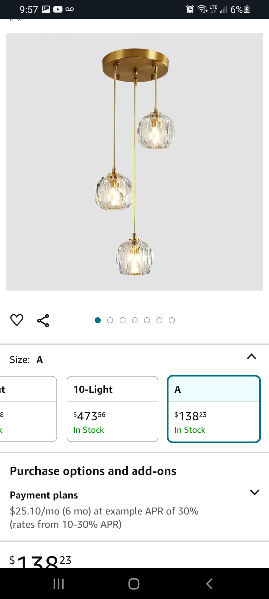 gold crystal ceiling light thumbnail