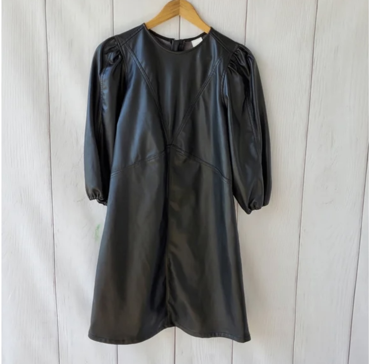 Black faux leather dress H&M - photo 3