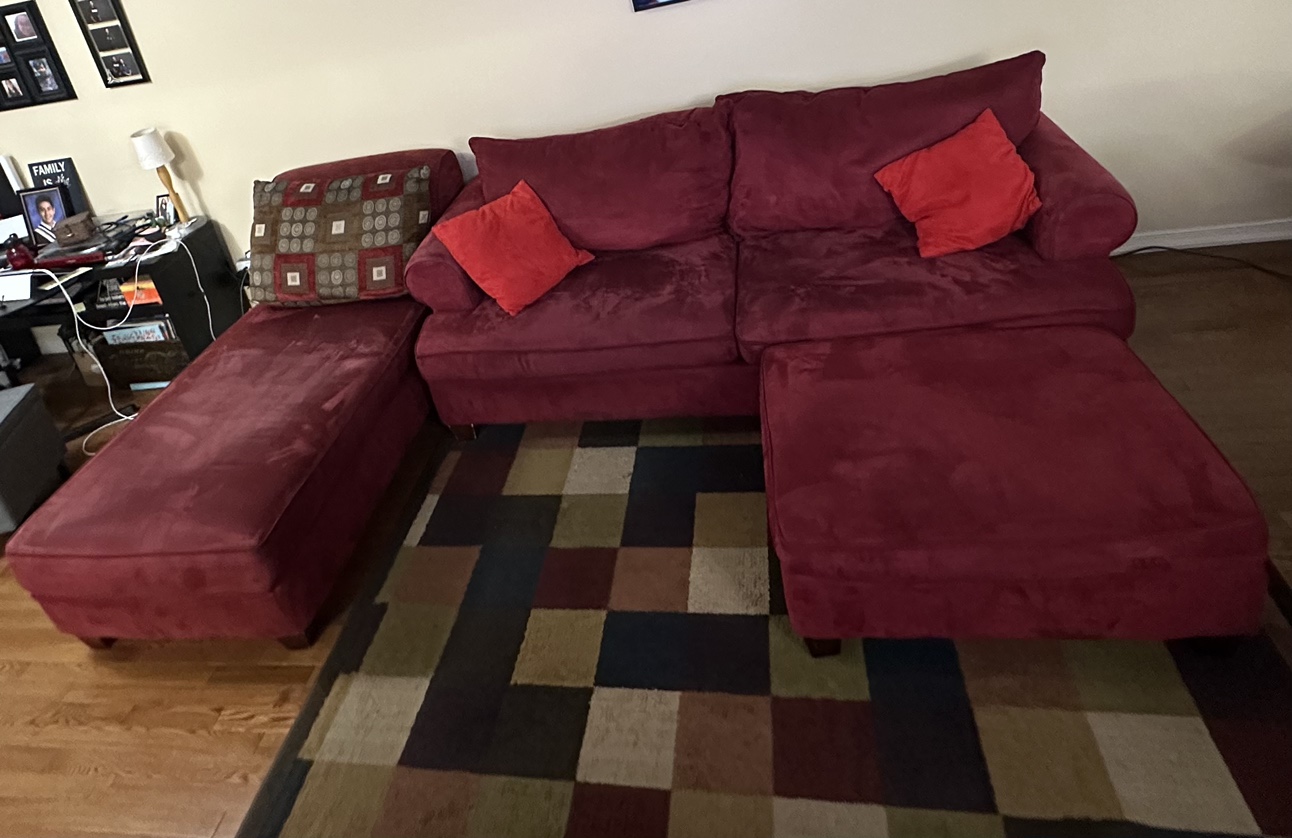 The Brick Reese Chenille Red Sofa with Ottoman and Lounge Chaise - photo 2