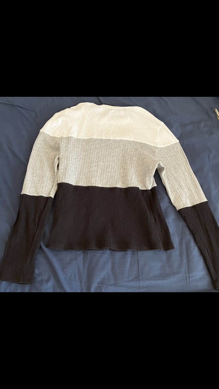 Shein Women’s Colourblock Cotton Fitted Shirt Top Size XL 👚🤍🩶🖤 image indicator(3)