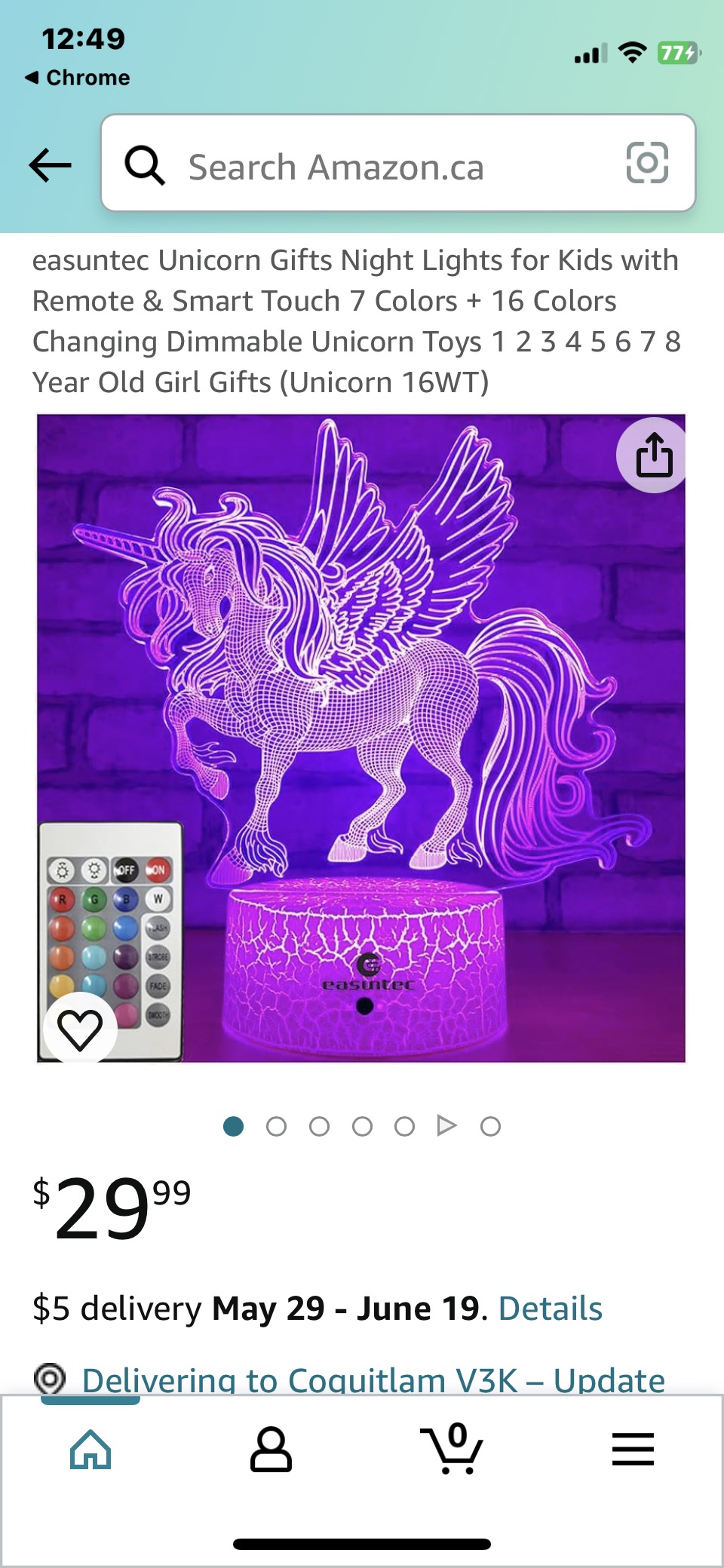 Unicorn Night Light for Kids, 3D Night Lights with Remote image indicator(9)