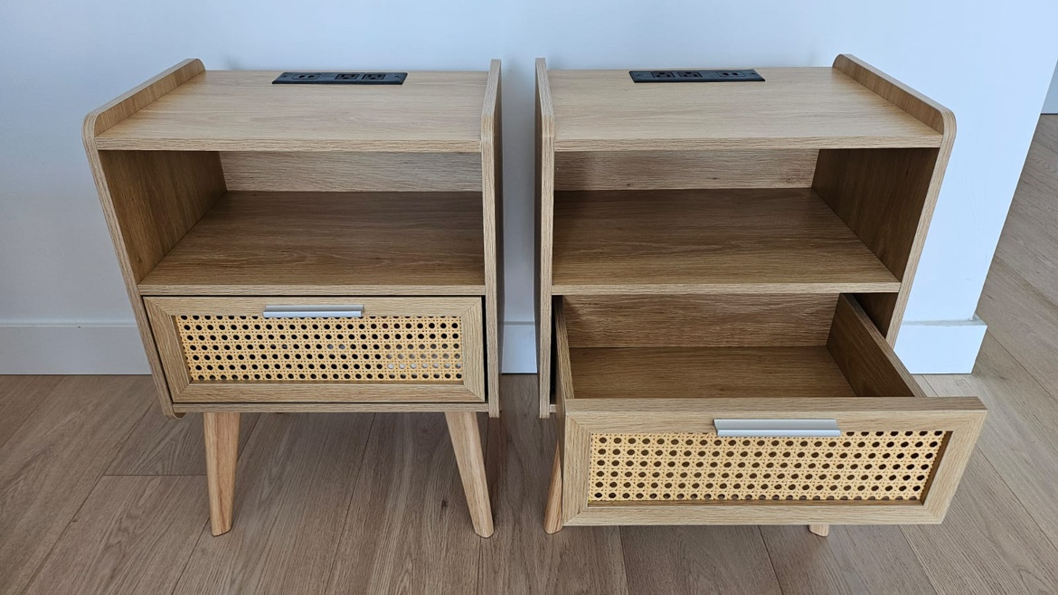 Set of 2 Modern Nightstand with Power outlet - photo 2