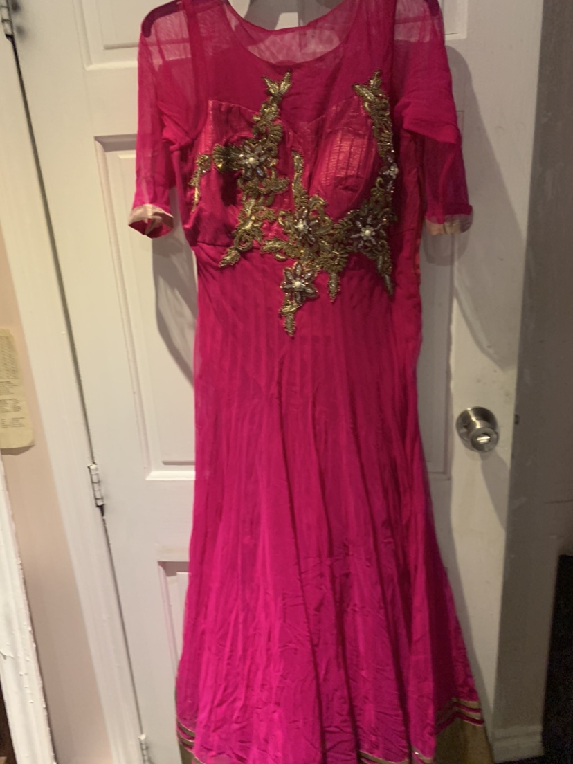 Dark pink long sleeve long gowns dress elegant perfect for prom