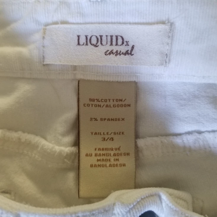 White Thin Corduroy Slim Fit Pants w/ Frayed Ankle image indicator(5)