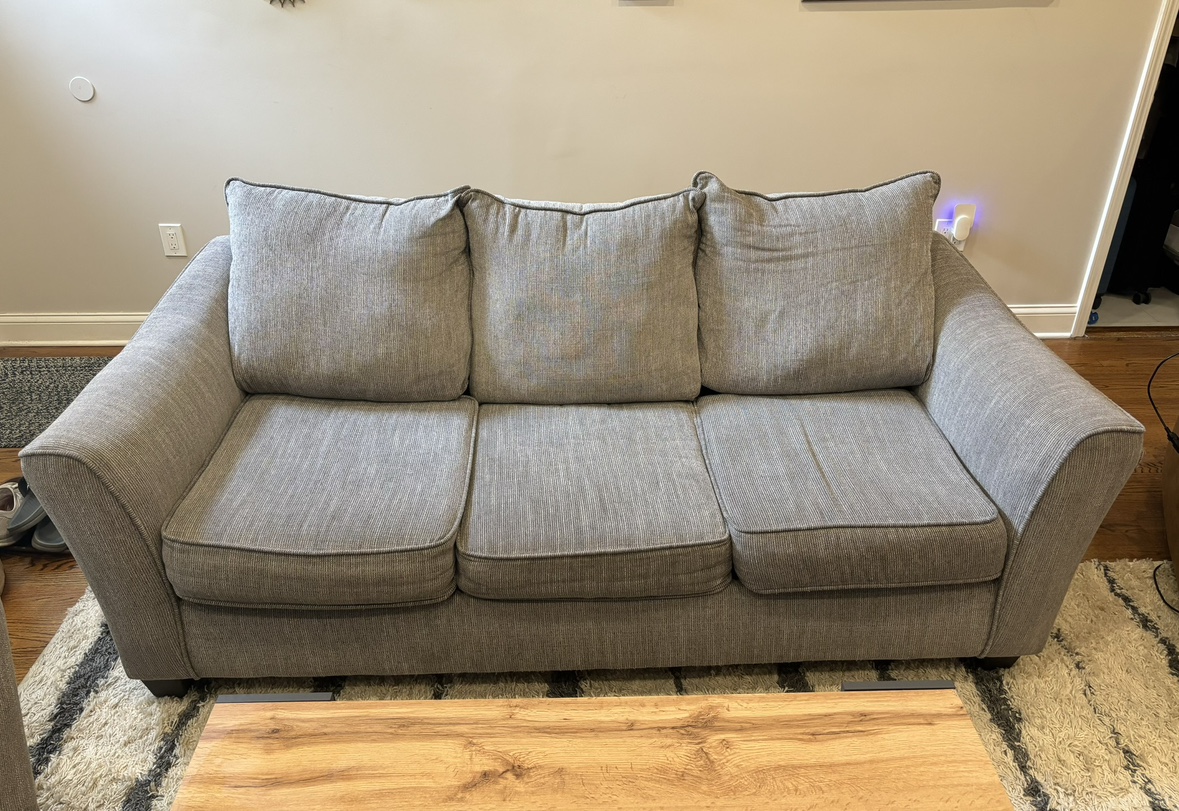 Two Gray Couches (Traditional Three Seater and Loveseat) - photo 2
