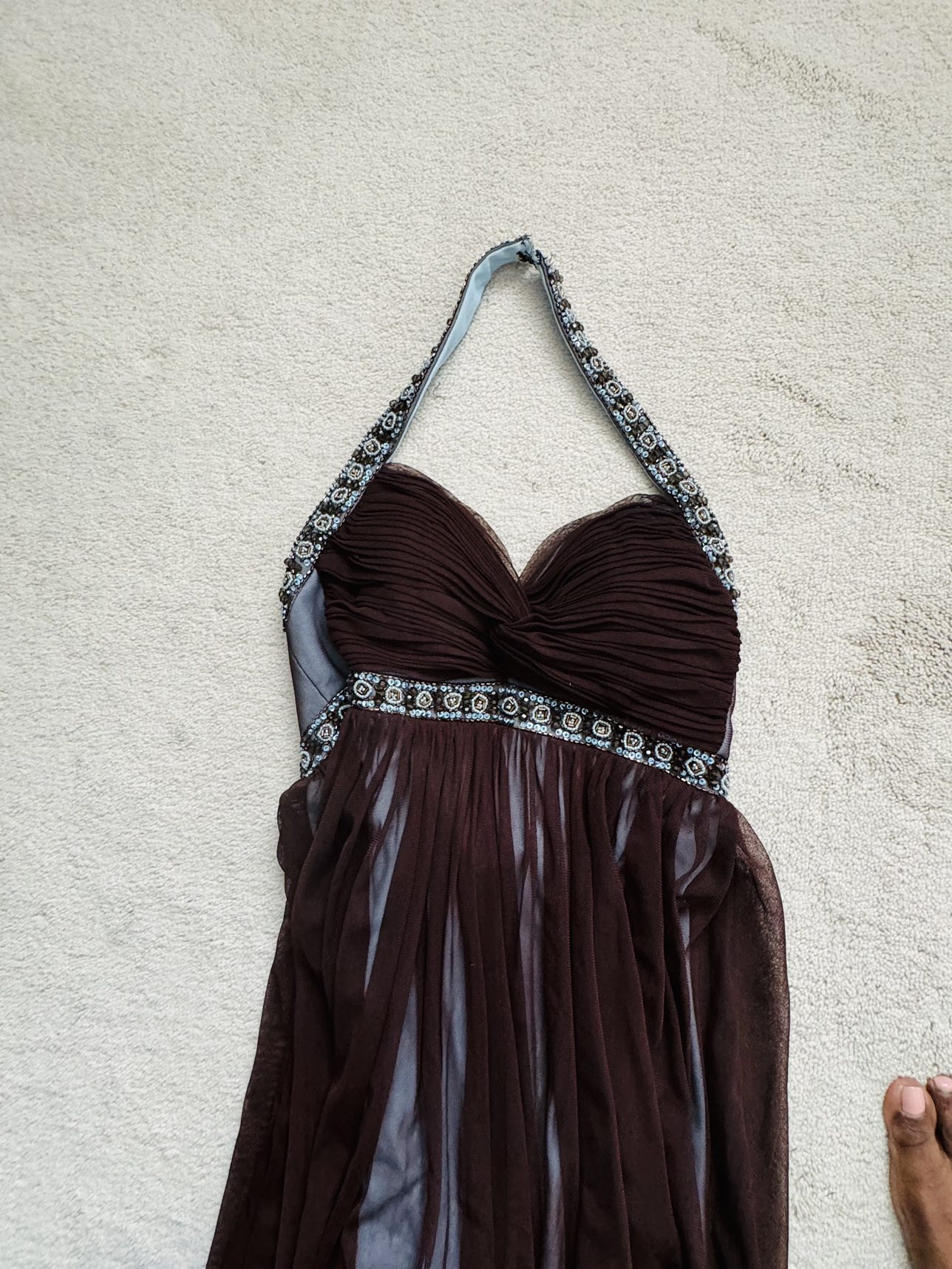Evening dress chiffon with heavy beard work - photo 3